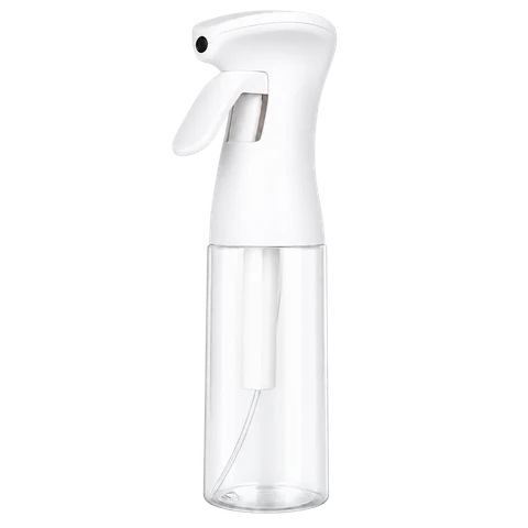 White continuous spray bottle for cosmetic packaging