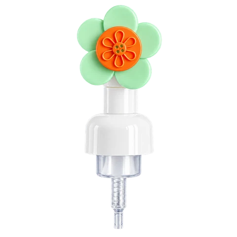 Green flower-shaped foam pump bottle for personal care packaging