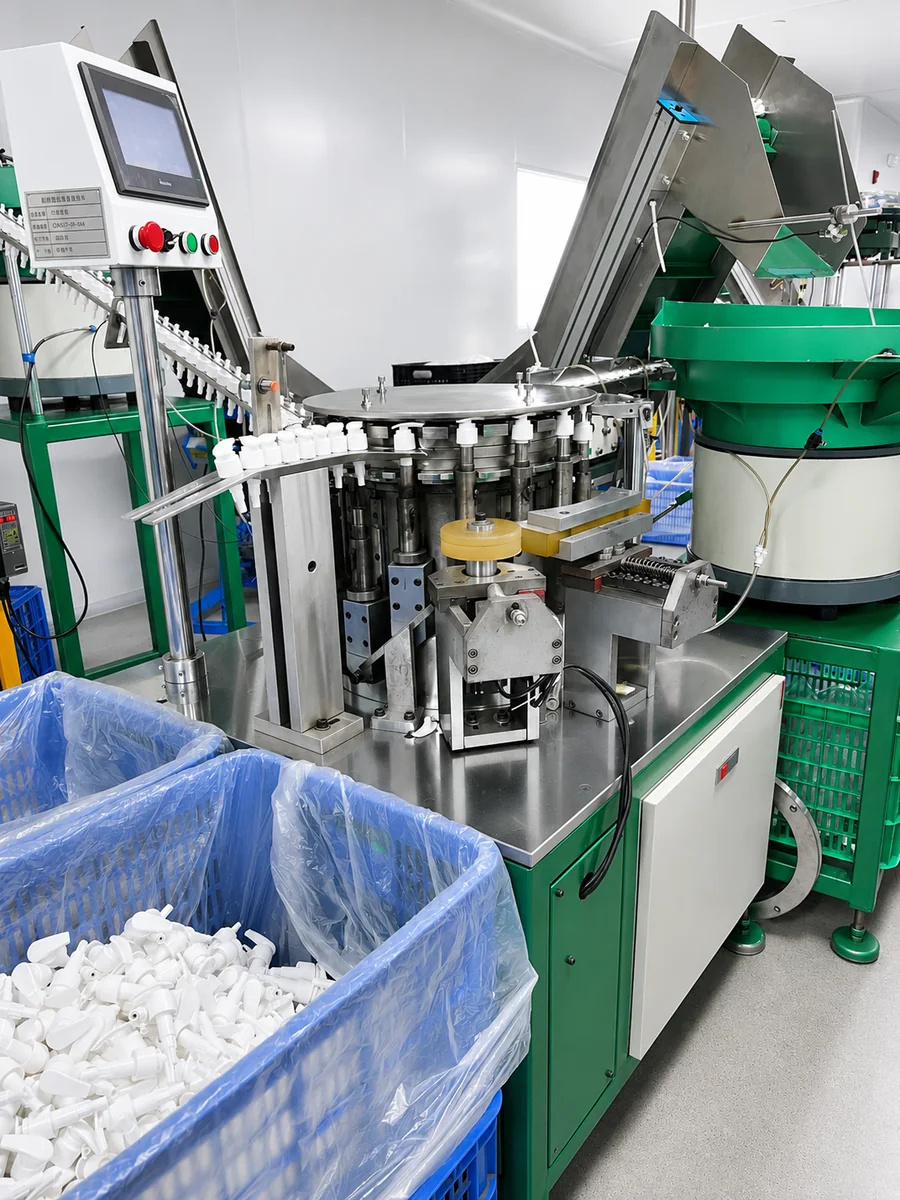 Complete green automatic assembly equipment in the lotion pump production environment