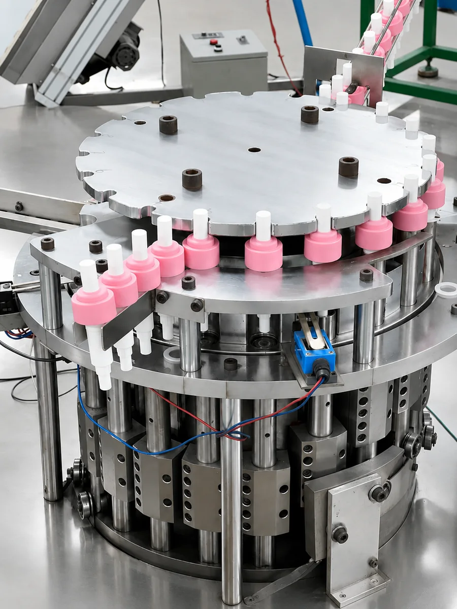 Automatic assembly machinery for cosmetic pump components